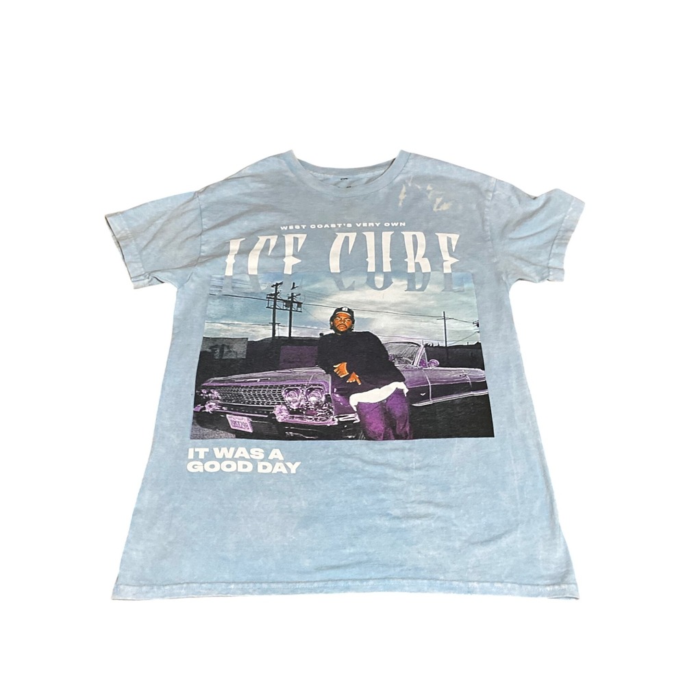 Ice Cube '92 Tour T-Shirt West Coast Rap Hip Hop Music Tee Light Blue S